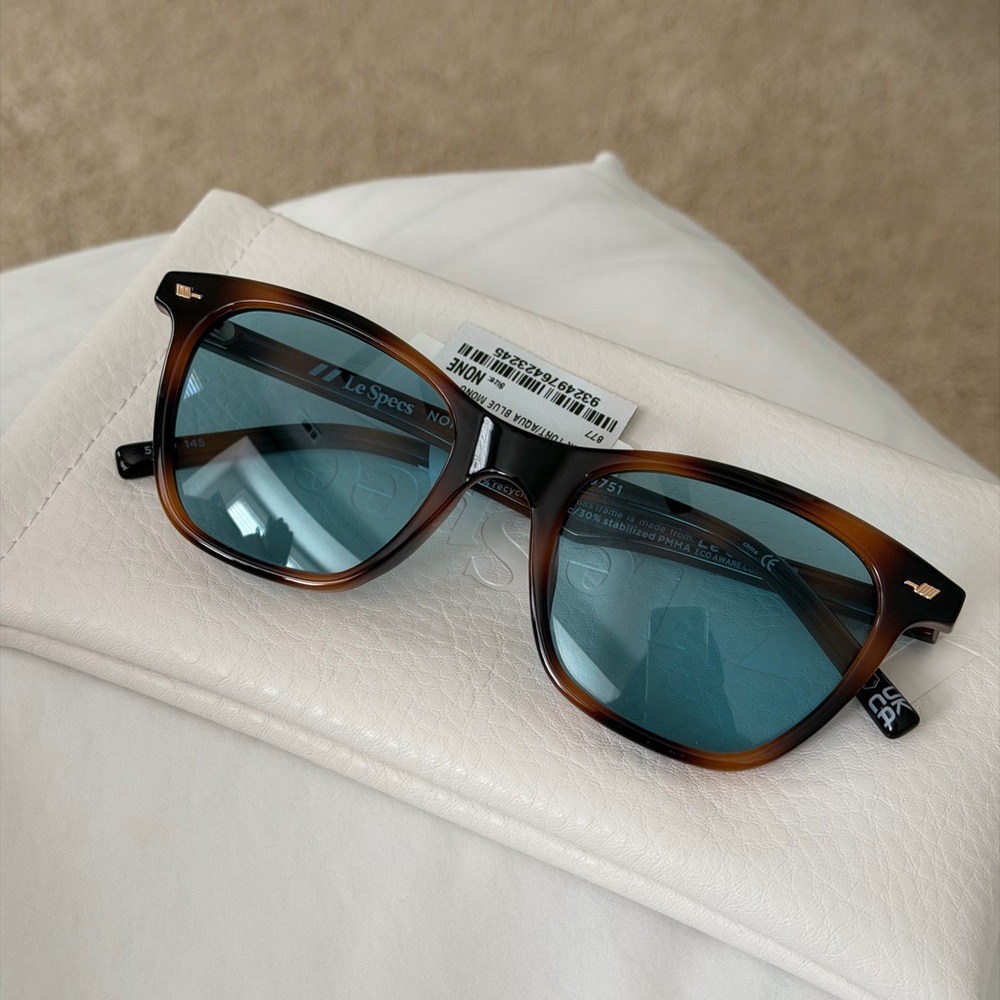 Le Specs Unisex Tortoise Shell Frame with Teal Lenses Sunglasses